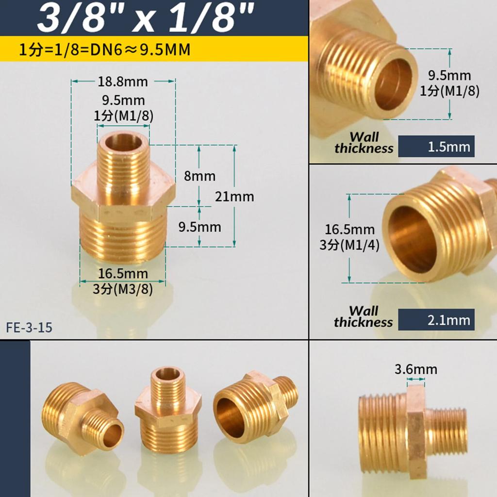 1/8" 1/4" 3/8" 1/2" 3/4" 1" BSP Латунные шестигранные ниппели с наружной резьбой (равные, переходные, прямые) для воды, масла, газа