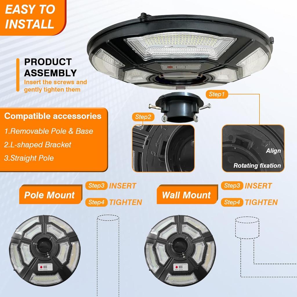 Outdoor Solar Post Light - 750 LEDs, Waterproof, Motion Sensor & Remote Control, Dusk to Dawn, for Yard, Garden, Pathway, Drivew
