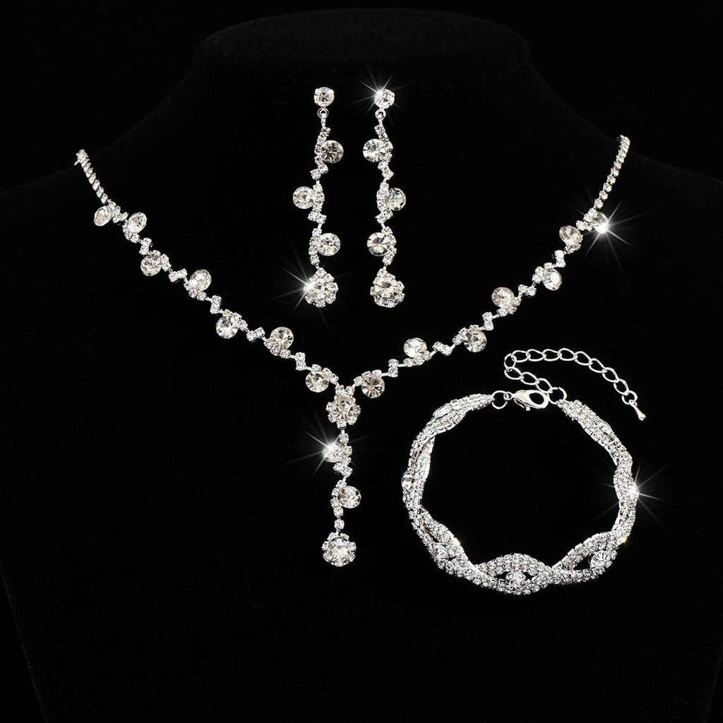 Crystal Rhinestones, Necklaces, Stud Earrings, Bracelets, Three-Piece Jewelry Accessories, Wedding And Bridal Accessories.