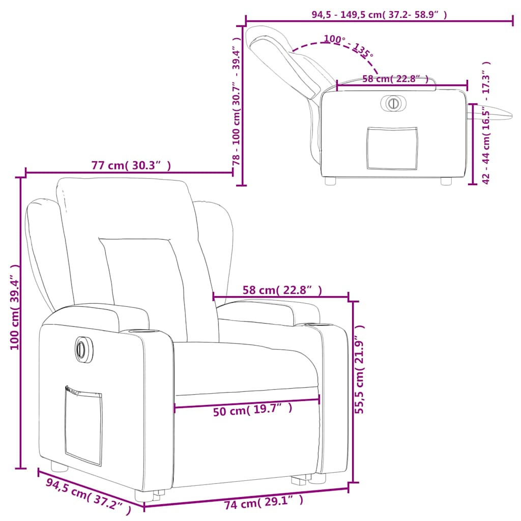 Electric Recliner Chair with Rising Function Dark Green Fabric
