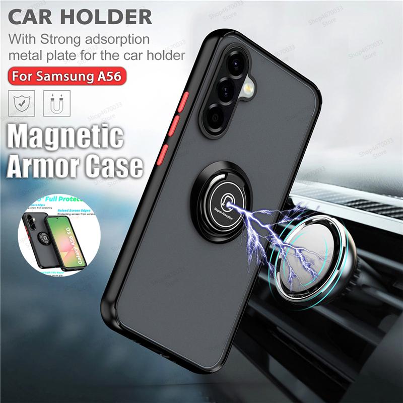 Матовый чехол с магнитным кольцом для Samsung Galaxy A56 5G Для Samsung A55 A35 A54 A53 A34 A24 A13 A33 A52 A53 A51 A32 Противоударная Funda