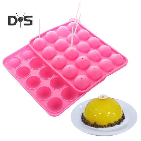 Силиконовая форма с антипригарным покрытием, 20 ячеек, формы для выпечки кексов Lolly Pop с палочками, многоразовый семейный набор для выпечки домашних сладостей