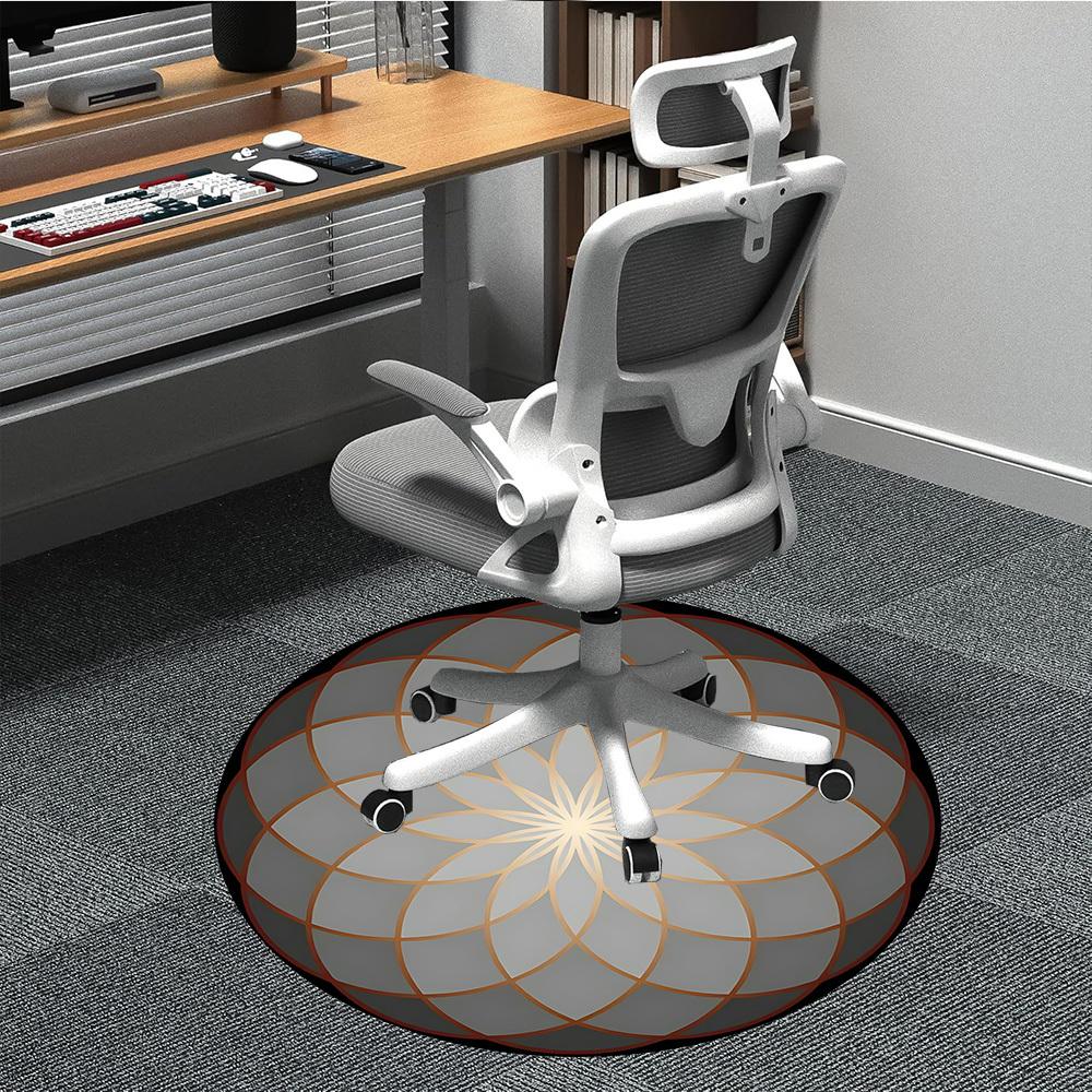 1pc Flower MandalaChair Carpet for Office, Indoor Non-Slip Washable Polyester Fiber Carpet, Mat For Office, Machine Washable