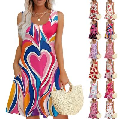 Женский повседневный сарафан с карманами, летнее пляжное платье в стиле бохо, праздничные платья для женщин, футболки, платья с U-образным вырезом, свободные платья-майки