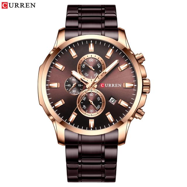 CURREN Luxury Brand Sports Quartz Watches Men Watch with Luminous Hands Chronograph Auto Date Fashion Stainless Steel Wristwatch