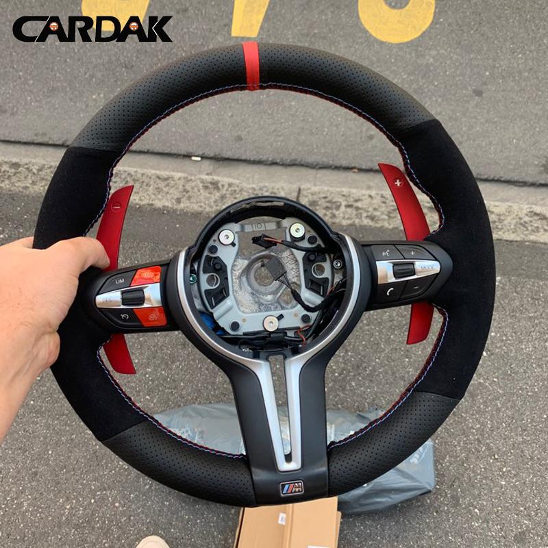 CARDAK черный замшевый кожаный чехол на руль автомобиля для BMW F87 M2 F80 M3 F82 M4 M5 F12 F13 M6 F85 X5 M F86 F33 X6 M F30 M