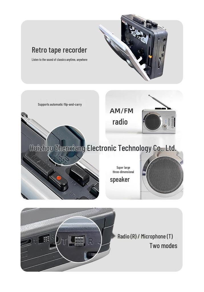 Портативный кассетный плеер Walkman со встроенным динамиком и многодиапазонным радио для прослушивания и воспроизведения на английском языке. Идеально подходит для студентов.