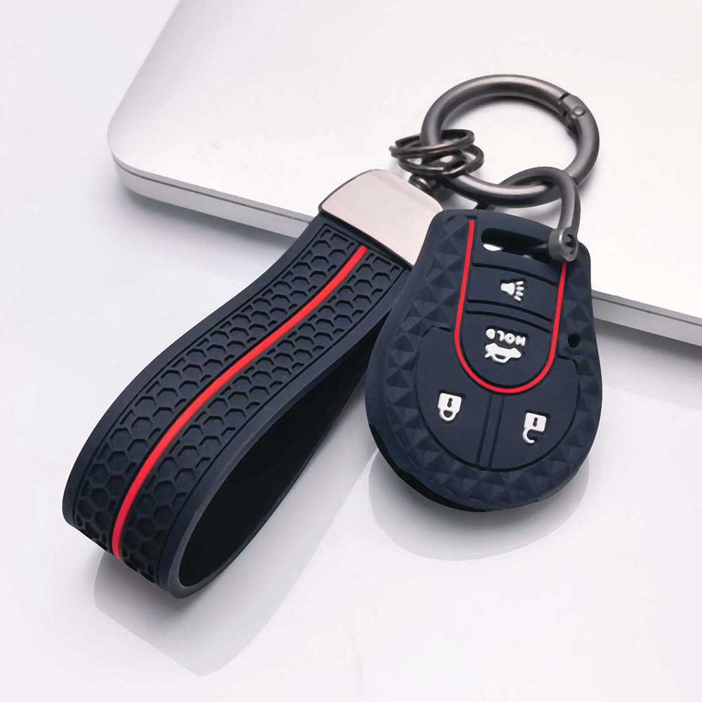 Key Cover for Nissan sentra leaf b17 pathfinder r52 ze2 versa note with Keychain Anti-Scratch Guard Shockproof Protection Soft Grip Texture