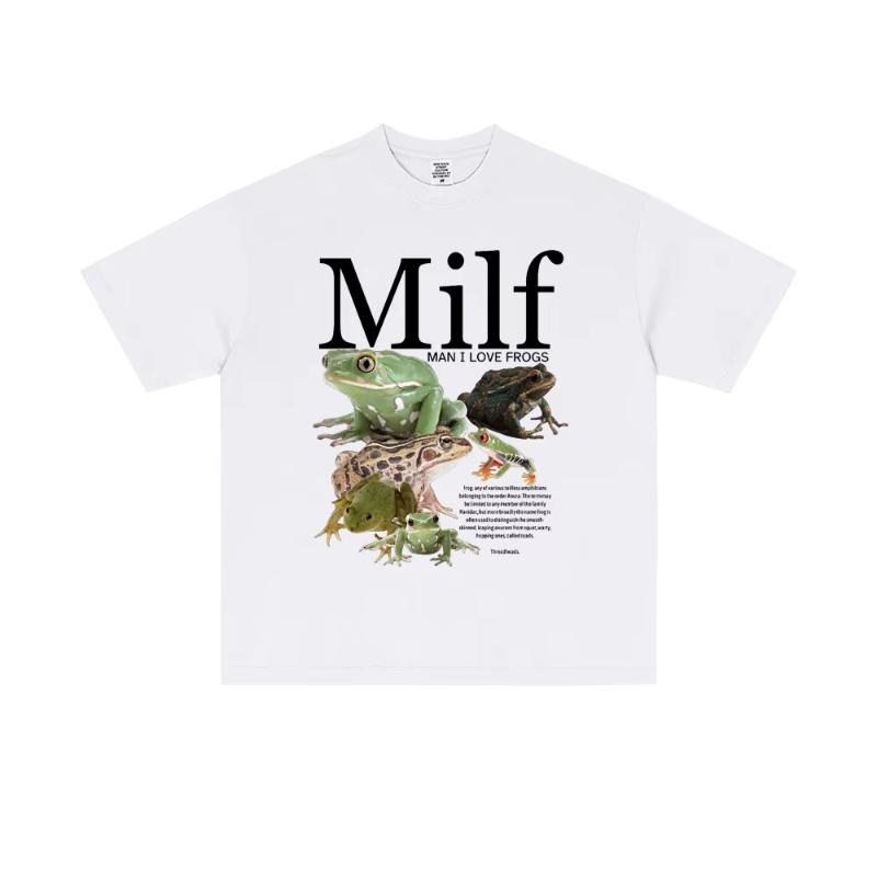 MILF Unisex I Love Frogs Funny Frog Amphibian Lovers Meme T Shirt Unisex Women Casual Cotton Vintage Short Sleeve Oversized Tshirts