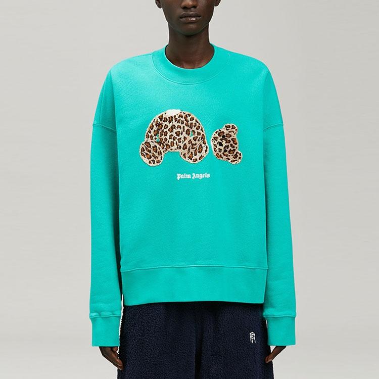 Palm Angels SS22 Leopard Bear Crewneck 'Forest Green Brown' Men's PMBA026S22FLE0075760