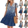 Women's Dresses Short Sleeve V-Neck Floral Printed Loose Casual Temperament Beach Dresses