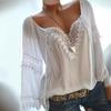 Женская летняя однотонная кружевная рубашка-пуловер с расклешенными рукавами