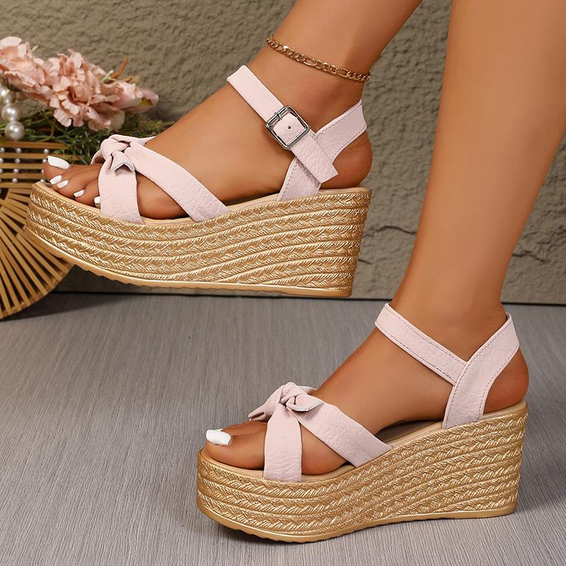 Fashion Thick Bottom Wedge Sandals Women White Cross Strap Chunky Platform Sandals Woman Summer Fashion Ankle Strap High Heel Sandalias