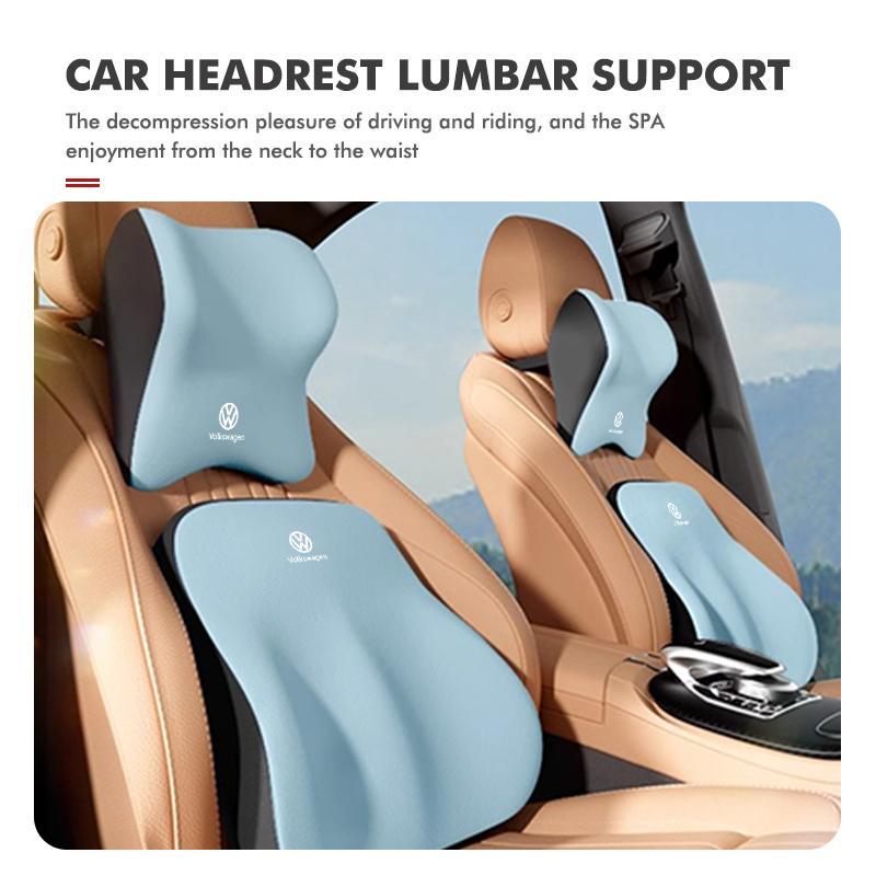 Universal Car Neck Pillow Lumbar Support Kit Seat Headrest For Volkswagen VW Polo Jetta Sagitar Magotan Passat B5 B6 B7 CC zj2
