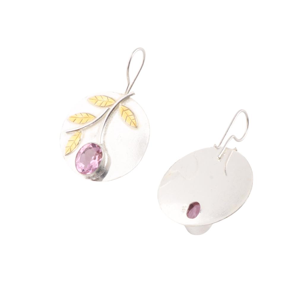 Morganite Gemstone 925 Sterling Silver Jewelry Handmade Earrings 1.73" For Gift EE-176-14