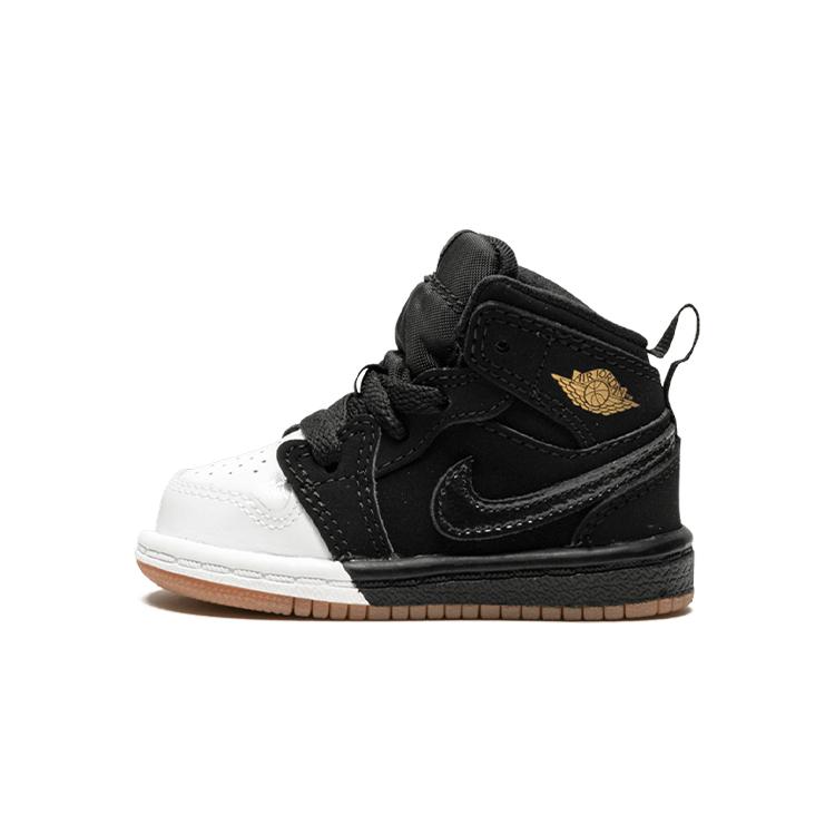 Jordan Air Jordan 1 High top Toddler Shoes Black White Gold Infant And Toddler 644507-021