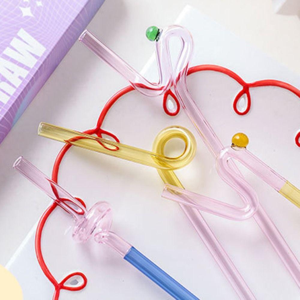 Reusable Washable Transparent Juice Milk Drinking Gift Box Set Drinking Tube Glass Straw