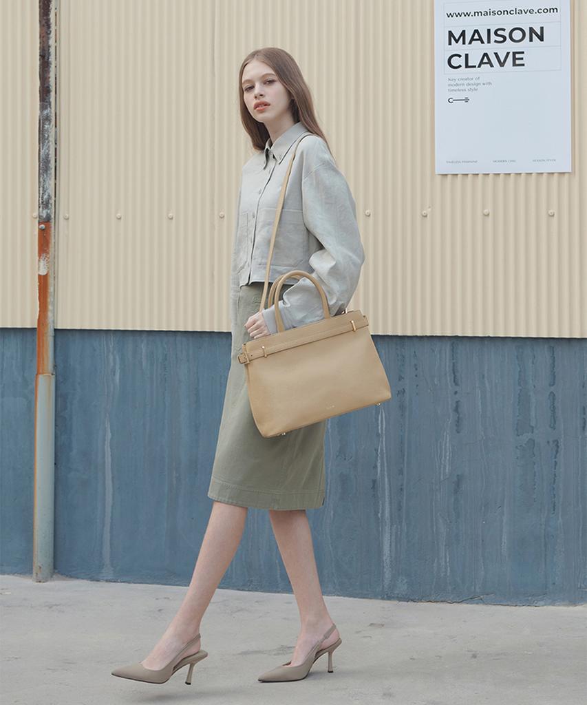 Clave Olivia Beige Tote Bag