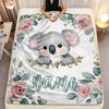 Soft Flannel Throw Blanket Watercolor Koala Pink Rose Floral Print Lightweight Cozy Sofa Bed Home Decor Blanket