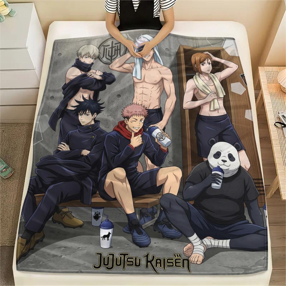 1PC Jujutsu Kaisen Patterned Flannel Blanket Suitable For All Seasons For Home Decor Warmth And Comfort Gifts Holiday Present