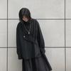 Women's Blouse Asymmetrical Japanese Style Top Streetwear Punk Cool Black Shirt Oversize Long Sleeve Button Up Alt Clothes