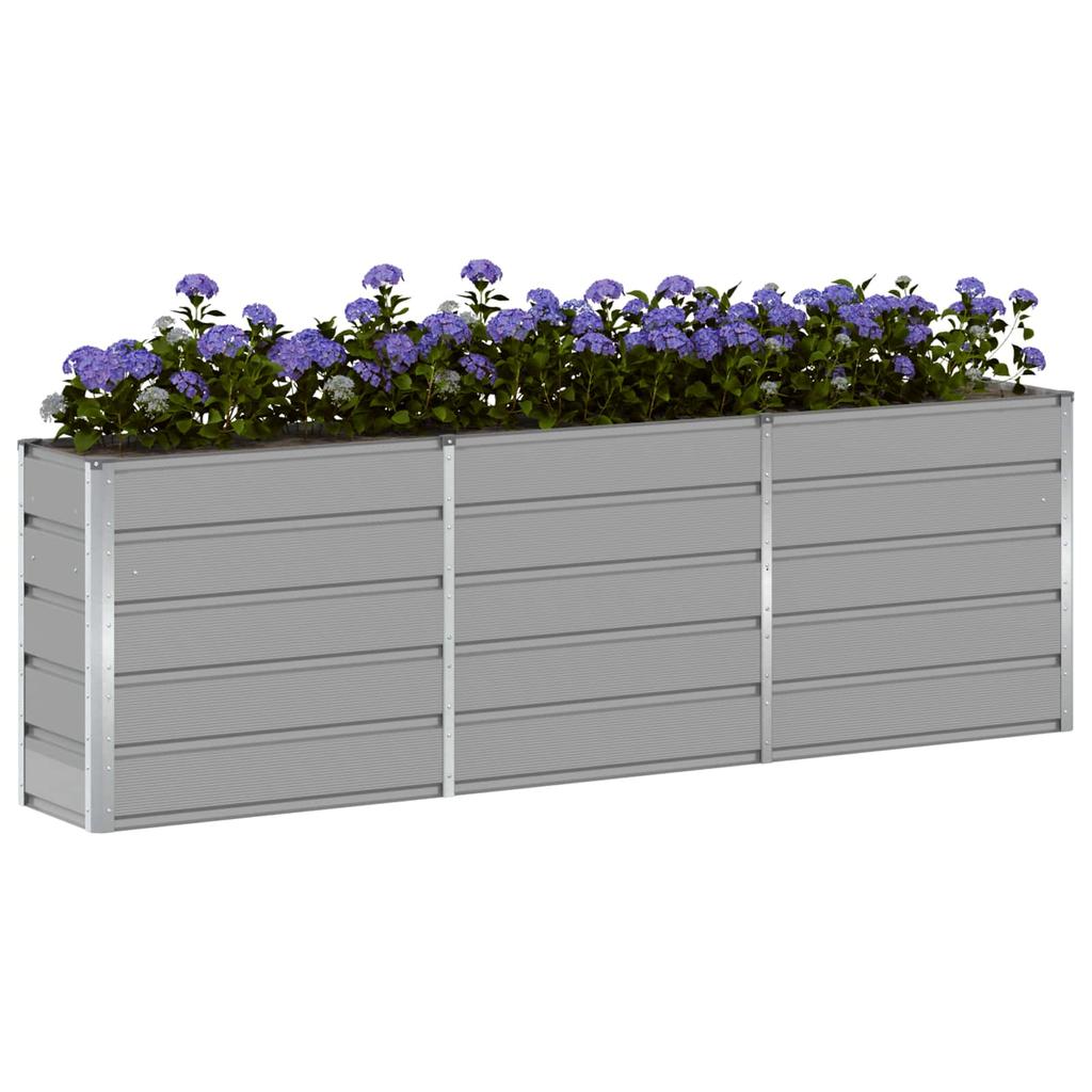 Planter Box Light Grey 240 x 40 x 75 cm Steel