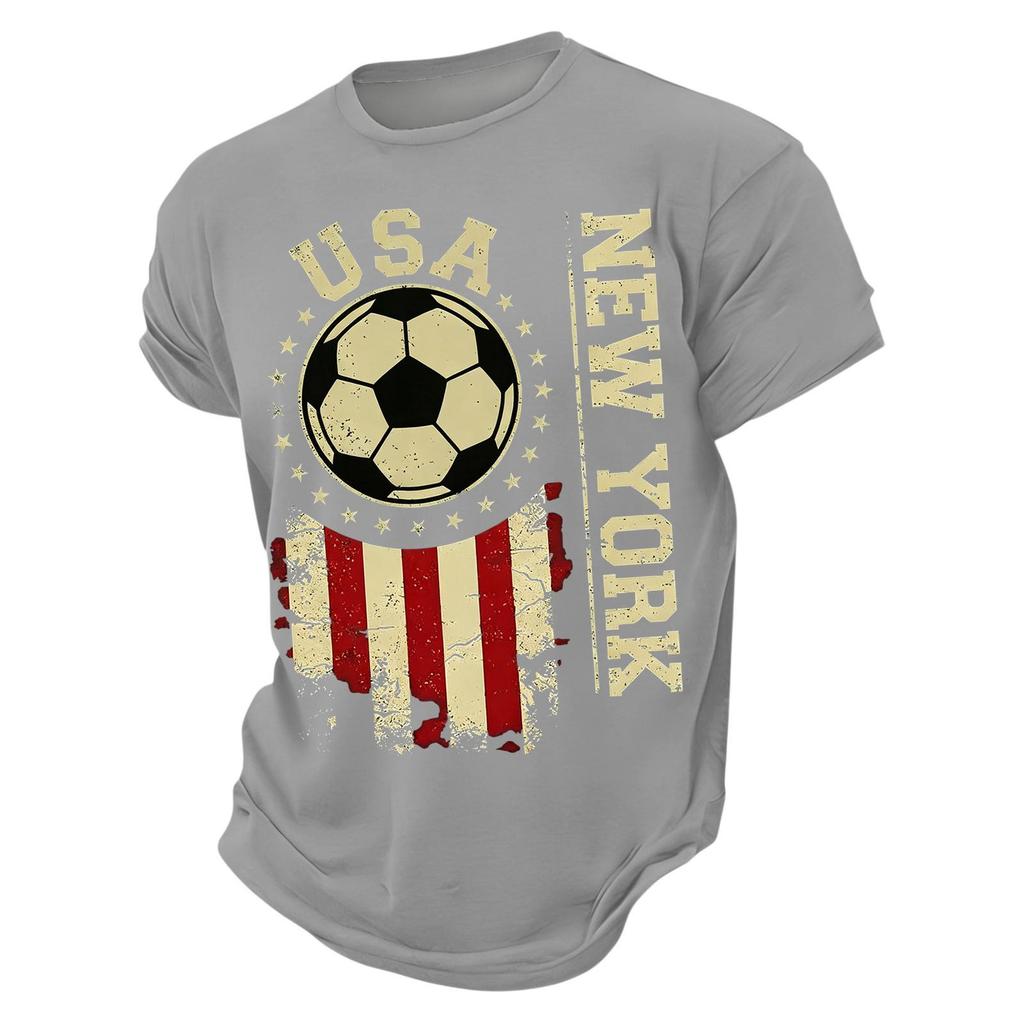 Мужская футболка с графическим принтом USA Soccer, с круглым вырезом, коротким рукавом, повседневная, с эффектом потертости