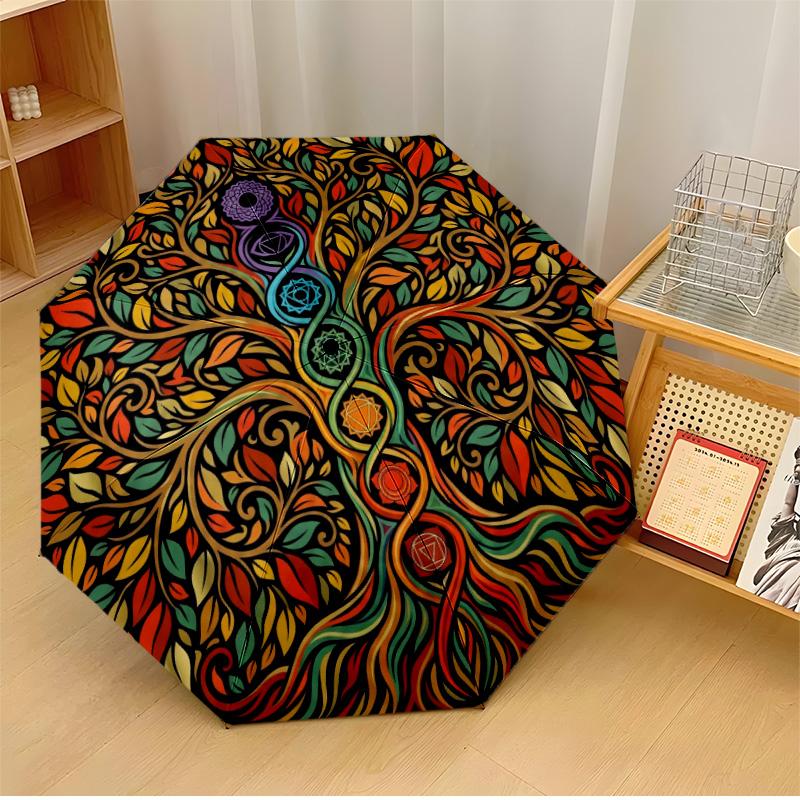Tree of Life 5 Printed umbrella windproof folding umbrella portable sun and rain umbrella suitable for gifting