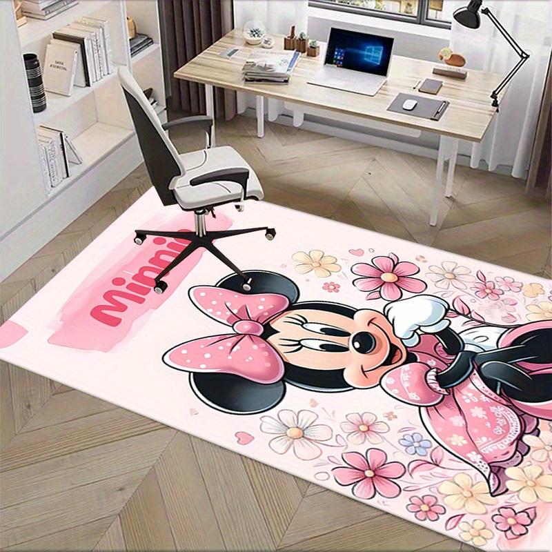 Office Carpet, Desk Mat, Gift for Home Decor, Minnie Mouse Floral Rug, Cute Cartoon Floor Covering, Soft and Warm Mat for Room, Deco