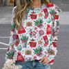 2024 European and American Women's Round Neck Sweatshirt Sports Casual Shirt Christmas Themed Printed Pullover Women's Sweatshir