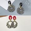 Exaggerated Geometric Leopard Print S925 Silver Acrylic Circle Earrings for Women