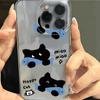 Мягкий прозрачный чехол для телефона с дизайном черной кошки и рыбы, совместимый с Apple 11, 13 Pro Max, 14, 15 и 16 Pro