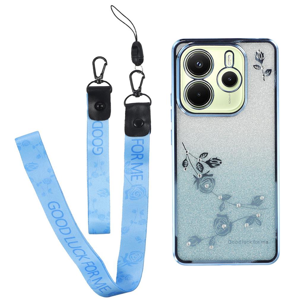 KADEM Для Xiaomi Redmi Note 14 4G (163,25 мм) Чехол с цветочным узором, градиентный чехол для телефона из ТПУ со шнурками