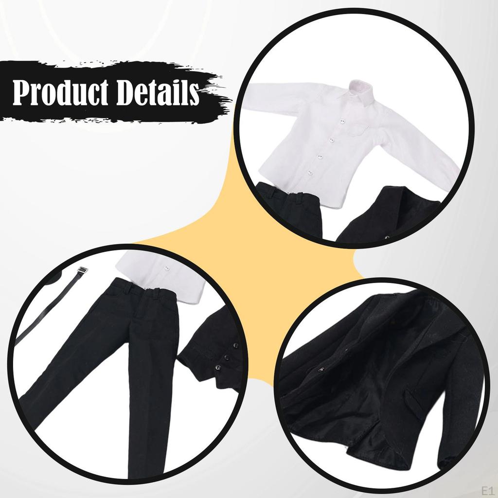 1:Мужской костюм из 6 предметов: пальто, брюки, рубашка, жилет, комплект, миниатюрная стильная кукольная модель, одежда, униформа для