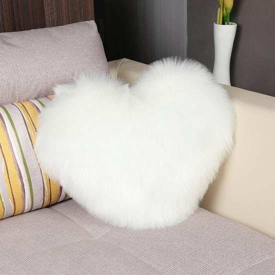Декоративная подушка, нечеткая длинная подушка из искусственного меха в форме сердца, пушистый диван, украшение для спальни, подушка для поясничной спины, товары для дома