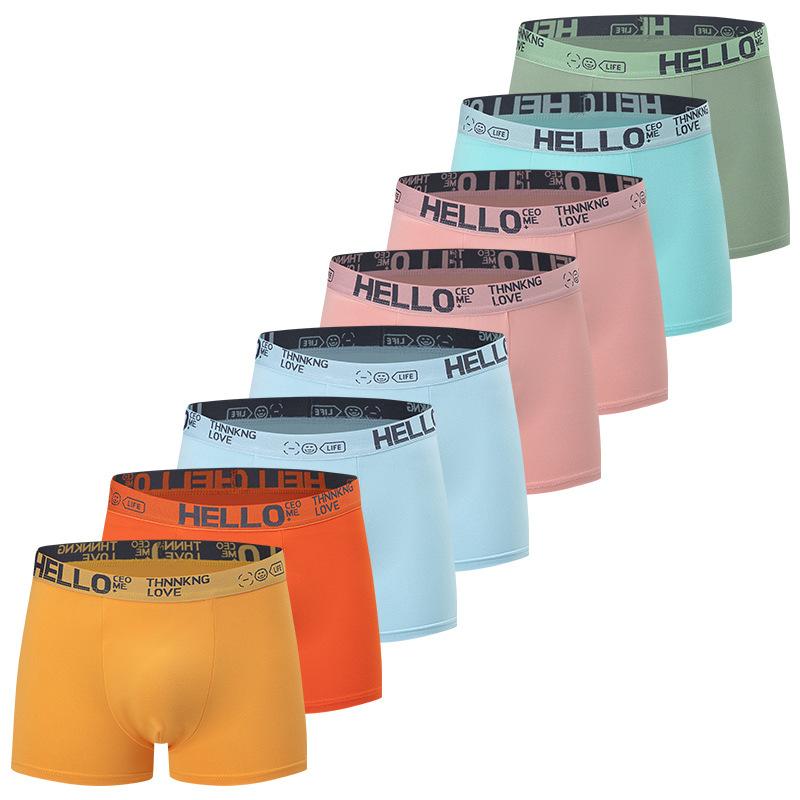 8 Pack Men's Boxer Briefs Candy Color Plus Size Loose Breathable Trunks Fashion Underwear