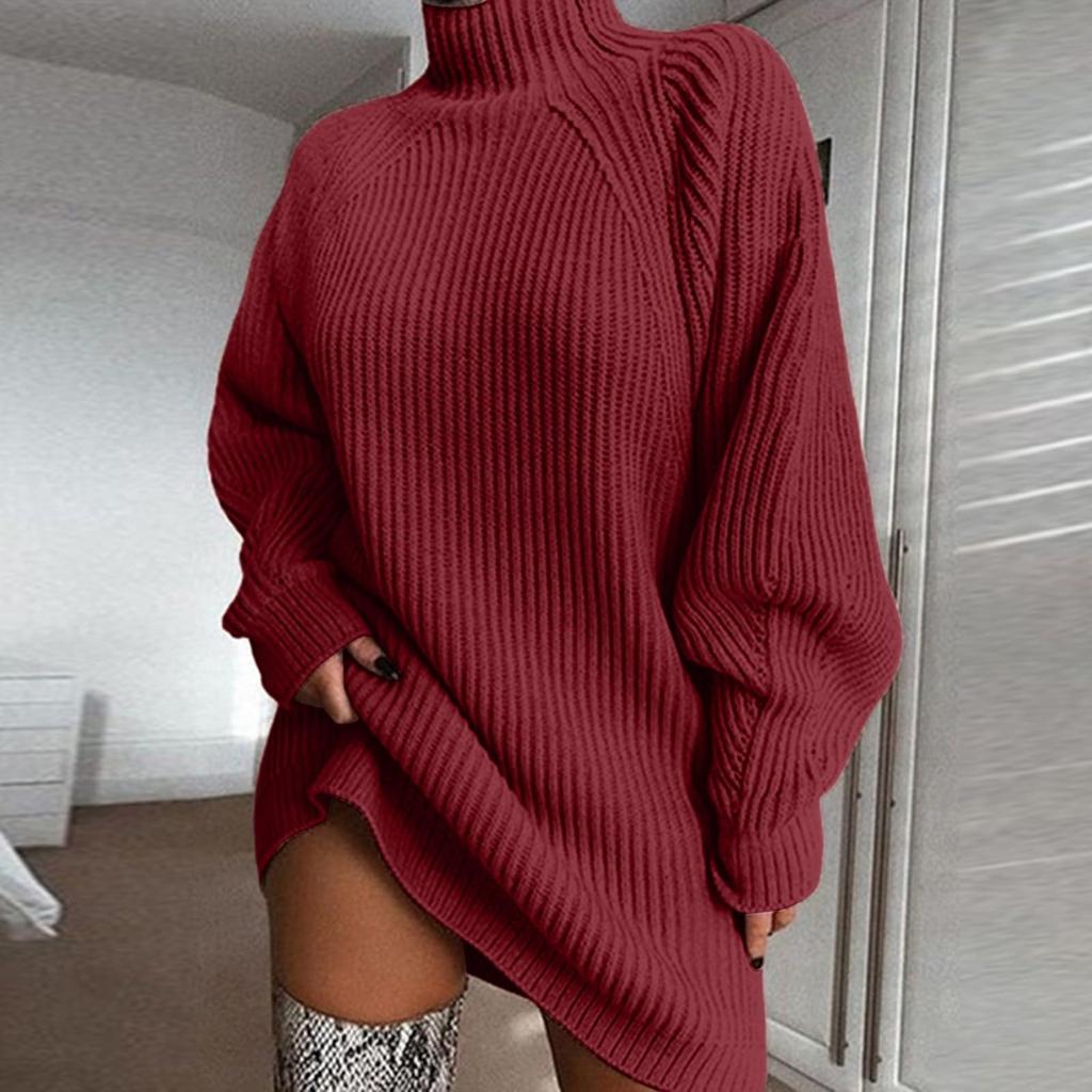 Women's Oversize Pullover High Neck Loose Casual Loose Long Sleeve Shirts Warm Long Sleeve Knitted Basic Top Tops Sweatshirt