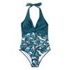 Women Sexy Monokini Halter Sleeveless One Piece Swimsuit Patchwork Color Backless Tummy Control High Waisted Bathing Suit