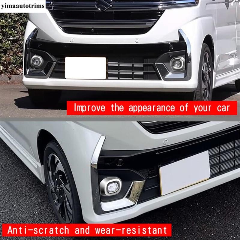 Front Rear Bumper Fog Light Lamp Frame Decoration Cover Trim ABS Chrome Accessories For Suzuki Spacia MK54S MK94S 2024 20