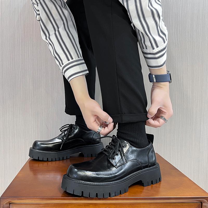 Fashion Fashion Trends Platform Thick Bottom Men's Oxford Shoes Leather British Men's Office Shoes Men Dress Shoes Formal Lace-up Shoes