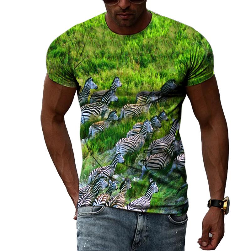 Летняя мужская оригинальная футболка с принтом зебры и 3D модными повседневными индивидуальными футболками с круглым вырезом и рисунком, футболки в стиле Харадзюку в стиле хип-хоп