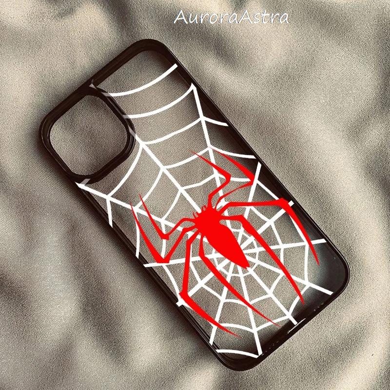 Gothic Spider Design Drop Resistant Phone Case for iPhone 17 Air 16 15 13 12 11 ProMax Pro Plus Transparent Slim Fit Bumper
