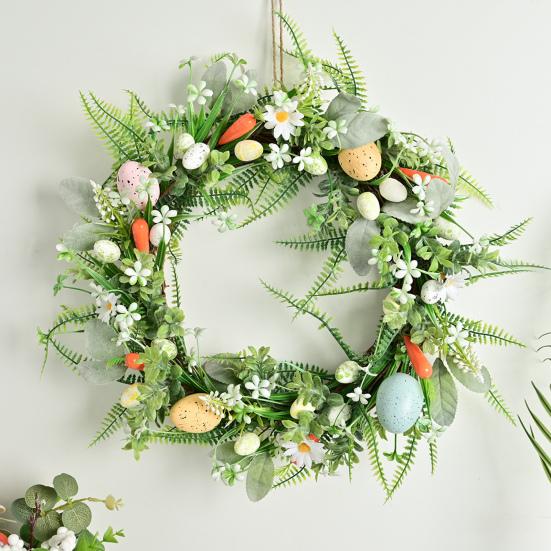Пасхальный венок, искусственный венок из яиц для входной двери, весенний праздничный домашний декор, водонепроницаемый