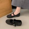 Женские туфли на плоской подошве Vulcanize Designer Loafers Diamond Rivet Туфли Mary Jane Женские туфли на плоской подошве с кристаллами и заклепками Балетки Lolita