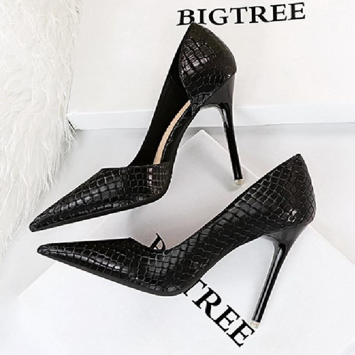 Bigtree Сексуальные туфли на очень высоком тонком каблуке в европейском и американском стиле, одинарные туфли на высоком каблуке с неглубоким ртом и сбоку, в стиле ретро со змеиным узором