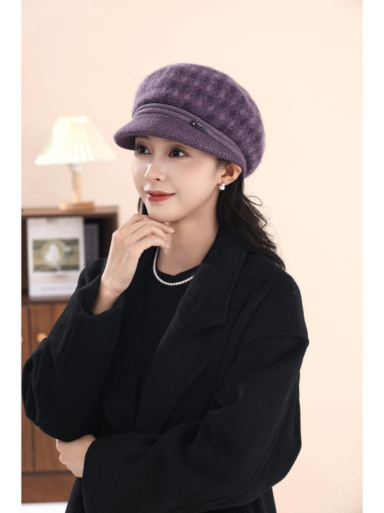 Элегантная теплая шерстяная кепка газетчика: Вязаная шапка в стиле ретро, удобная и универсальная, для пожилых мужчин и женщин