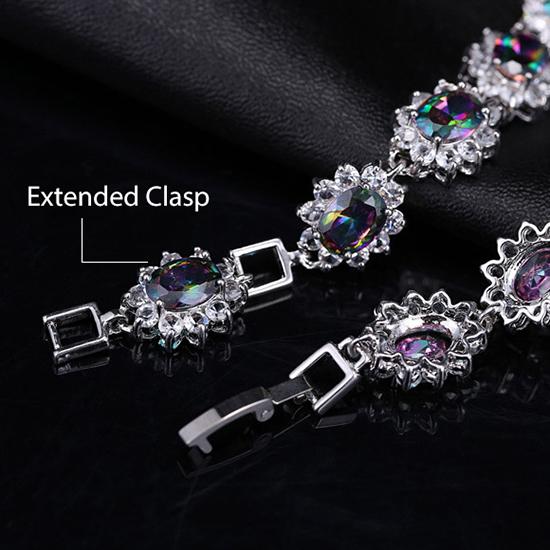 WWJ Винтажный теннисный браслет с цветком радуги и кубическим цирконием