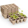 12-Cell Seedlings Tray Biodegradable Plant Pots Breathable Seeds Starter Tray with Tags And Tools for Flowers