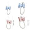 Cute Bowknot Keychain Pendant Fashionable Beaded Phone Charm for Case Decoration