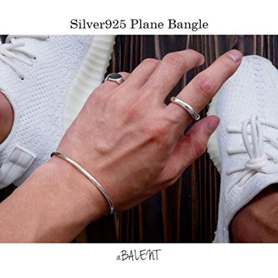 aBALENT Silver Bangle Simple Silver Accessories Silver Bracelet Plain Silver 925 Adjustable Men's Men's